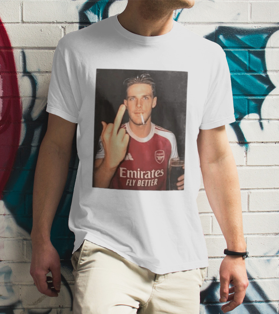 Emirates Fly Better Arsenal Middle Finger Smoking Soccer Player T-Shirt