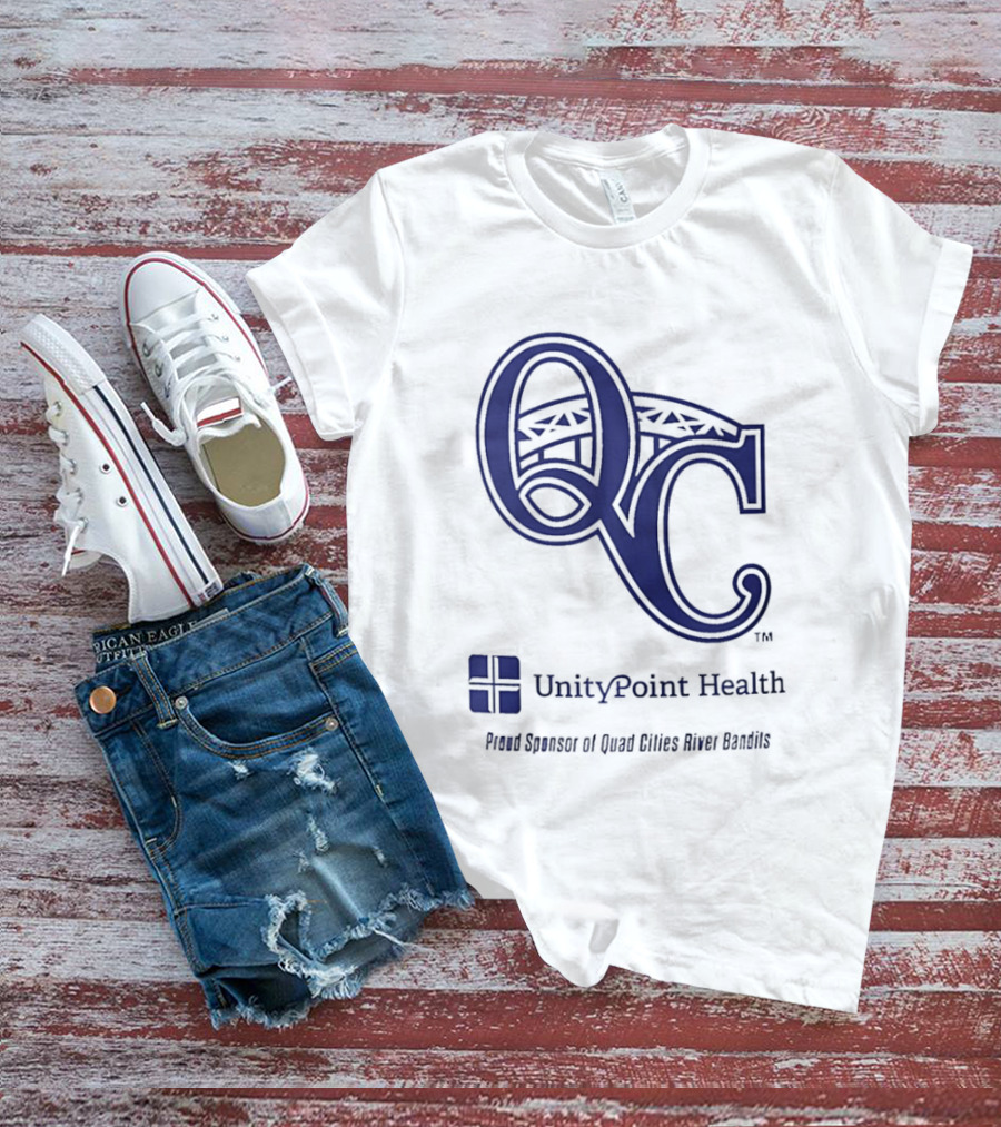QC River Bandits UnityPoint Health Proud Sponsor Quad Cities Bridge T-Shirt