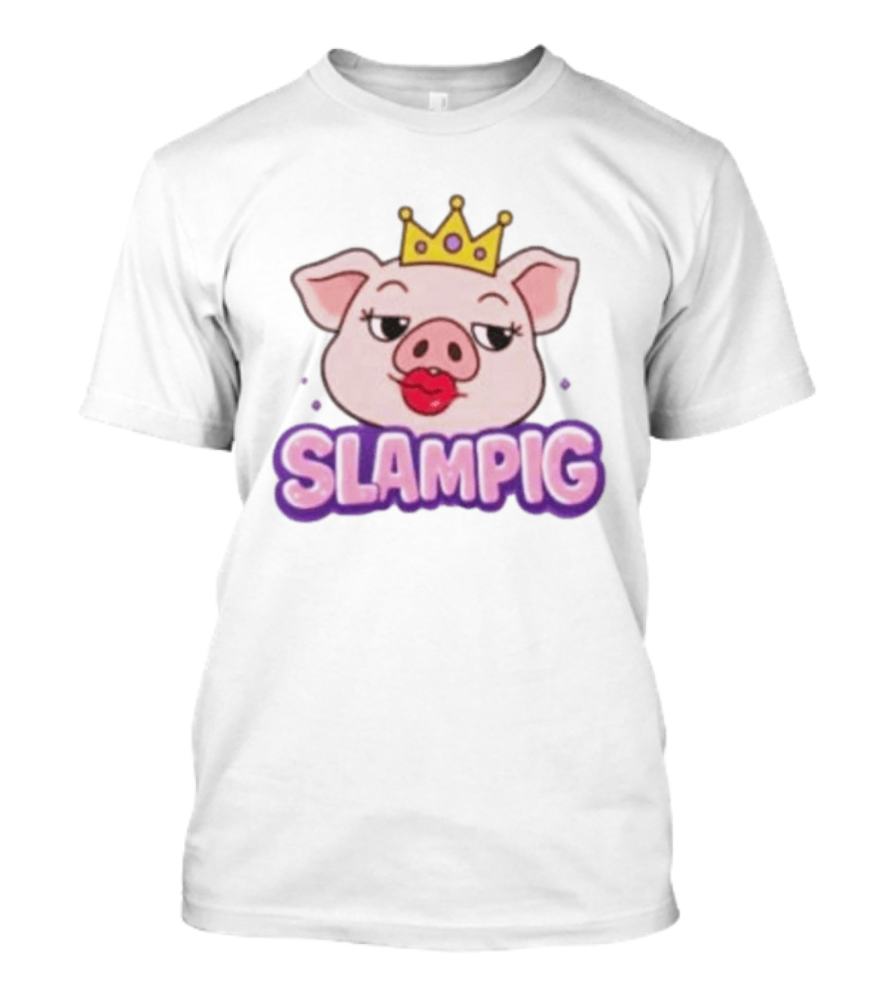 Slam Pig Princess Crown Cartoon With Kissy Lips T-Shirt