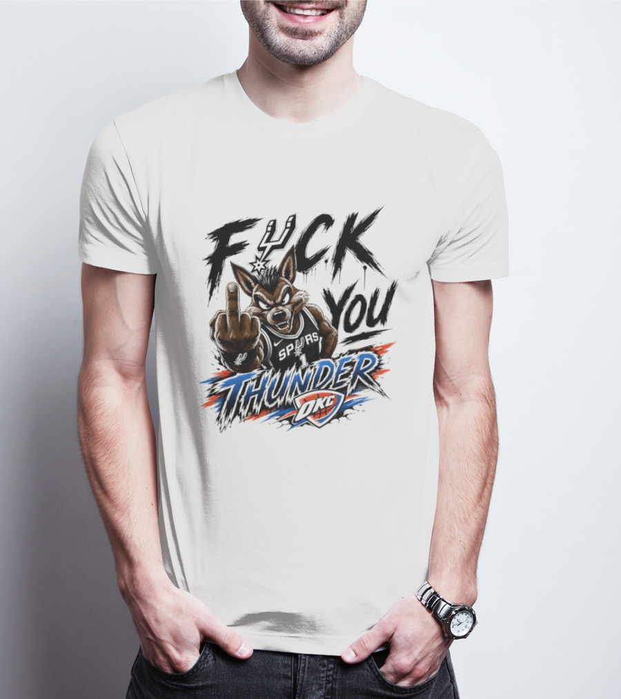 Spurs Vs Thunder F*** You Thunder OKC Rivalry Mascot Gesture T-Shirt
