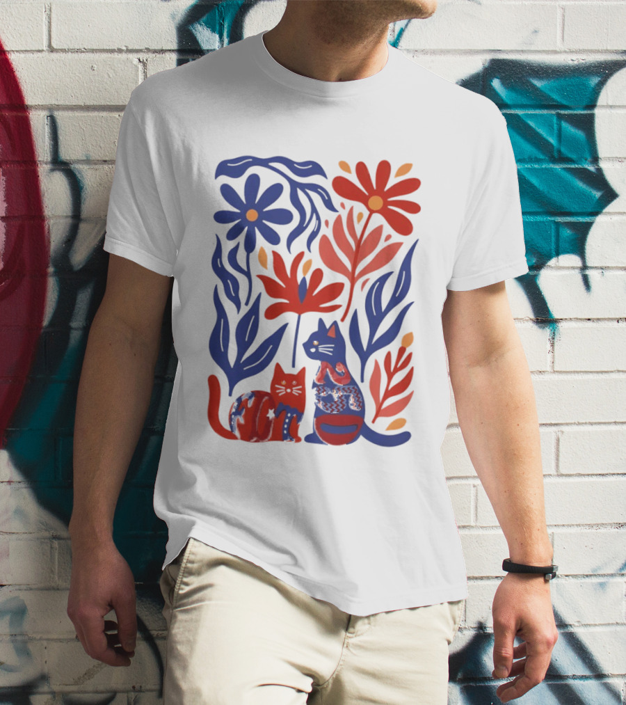 Subtle F Trump Cat Lover USA 250th Still Resisting Floral Cats T-Shirt