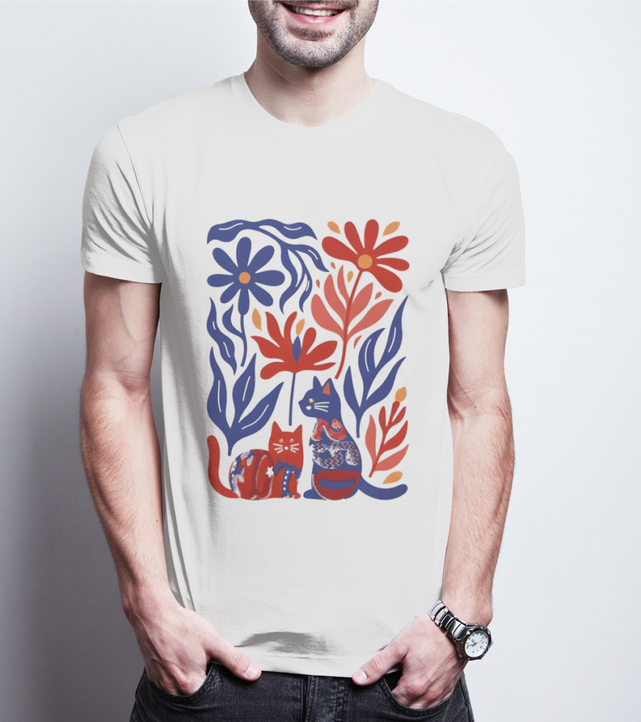 Subtle F Trump Cat Lover USA 250th Still Resisting Floral Cats T-Shirt