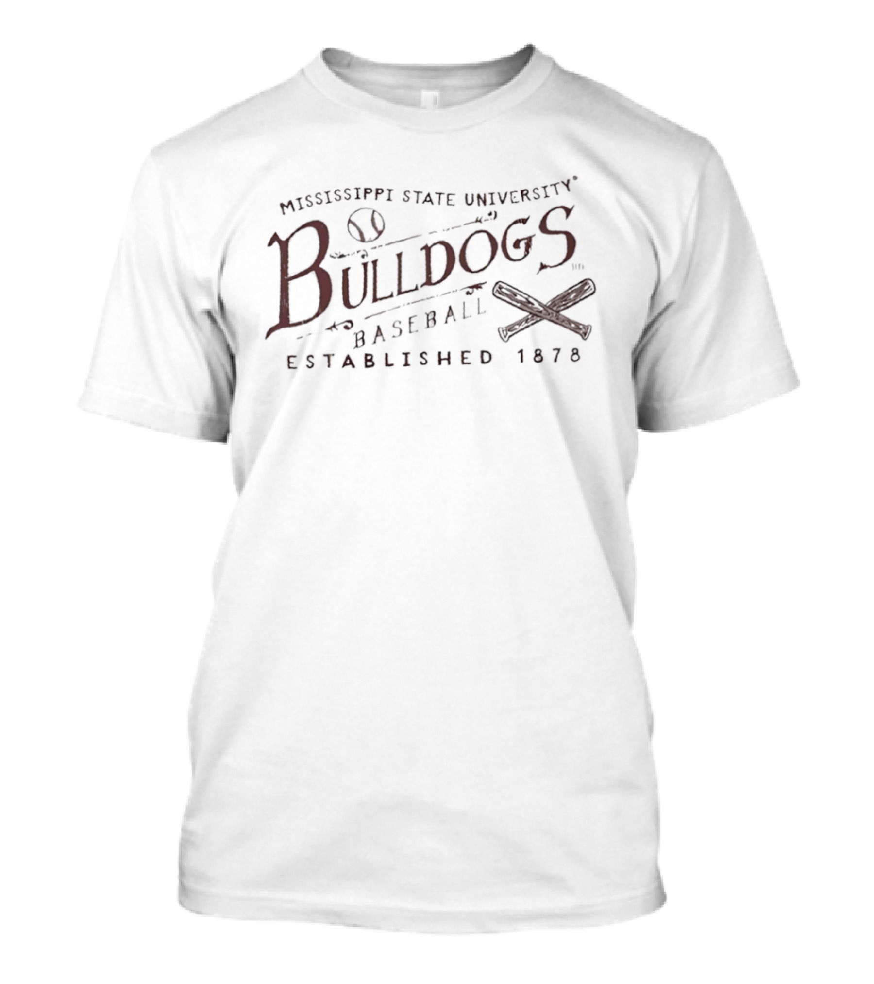 Mississippi State University Bulldogs Baseball Crossed Bats Established 1878 T-Shirt