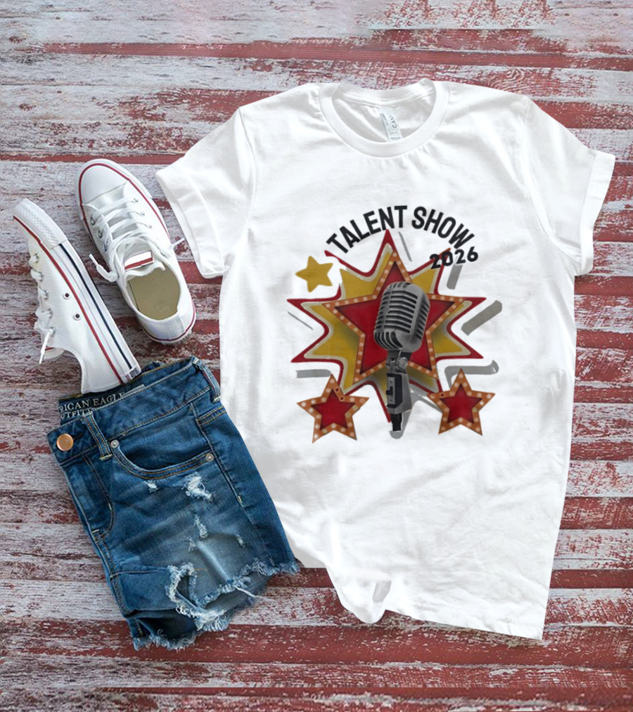 Talent Show 2026 Star Performer Mic And Stars T-Shirt