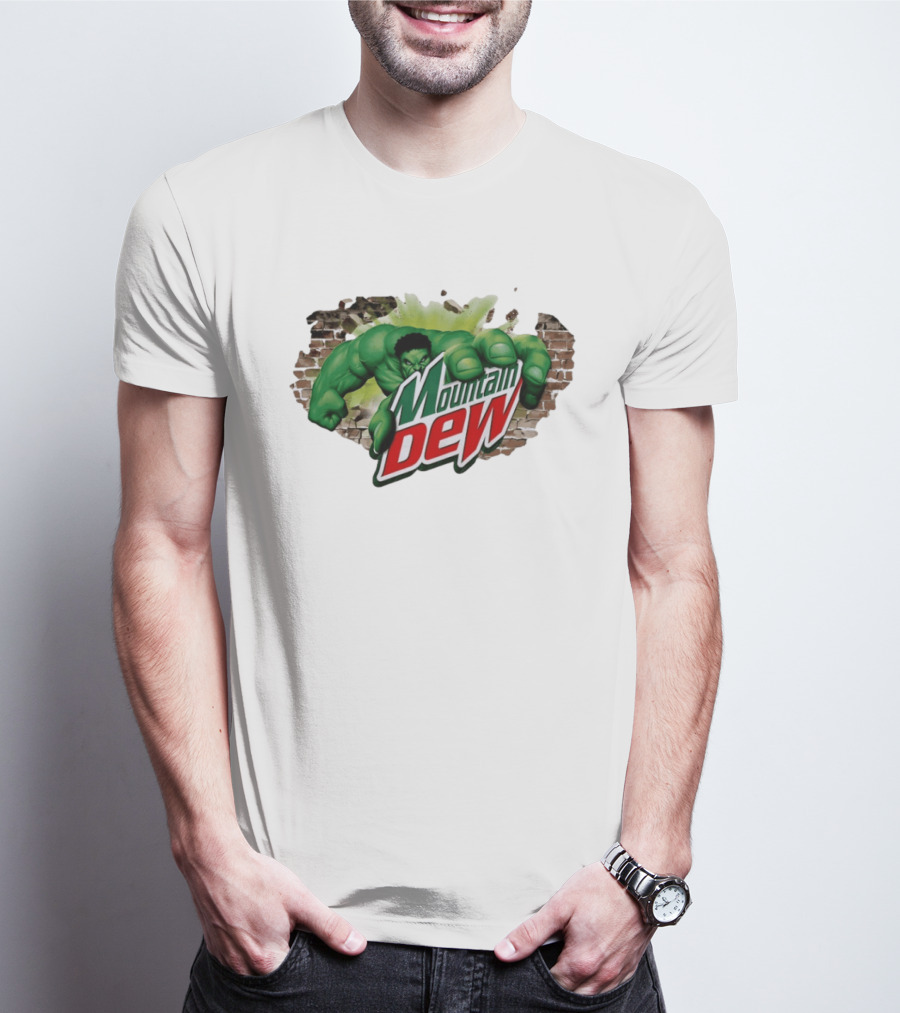 Hulk Smashing Through Brick Wall Mountain Dew Collaboration T-Shirt