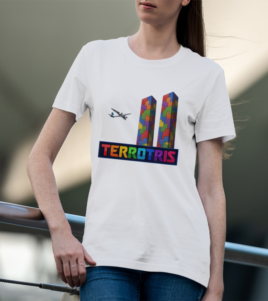 Terrortris Tetris Block Towers With Plane T-Shirt