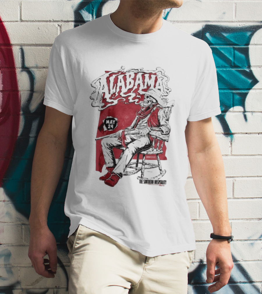 Alabama May 24 The Southern Hospitality Skeleton Cowboy T-Shirt