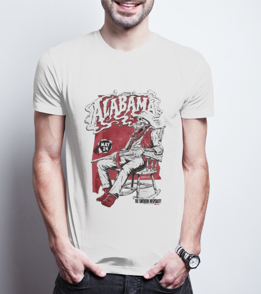 Alabama May 24 The Southern Hospitality Skeleton Cowboy T-Shirt