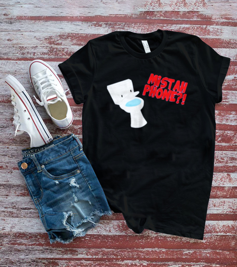 Mistah Phone Toilet Pun Illustration Humor T-Shirt