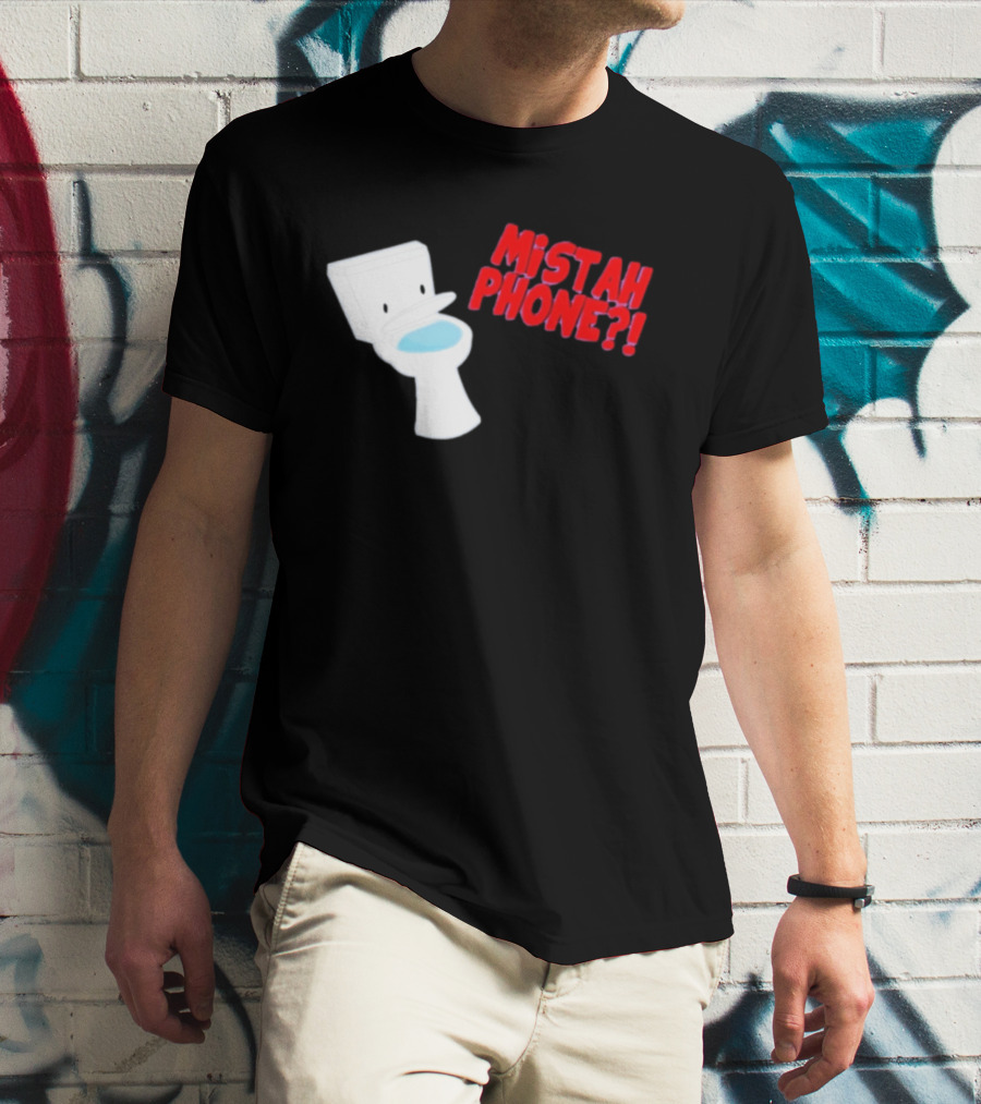 Mistah Phone Toilet Pun Illustration Humor T-Shirt