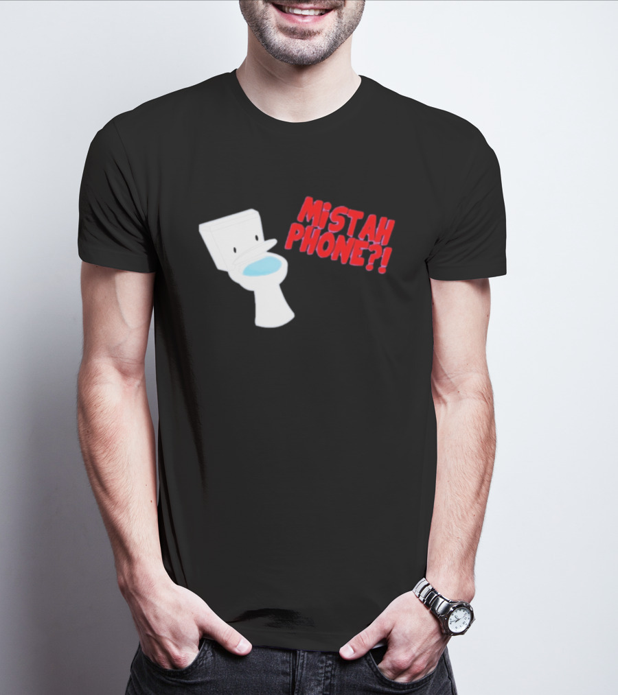 Mistah Phone Toilet Pun Illustration Humor T-Shirt