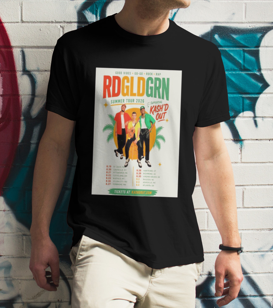 RDGLDGRN Summer Tour 2026 Good Vibes Go Go Rock Rap Supporting Kash'd Out T-Shirt