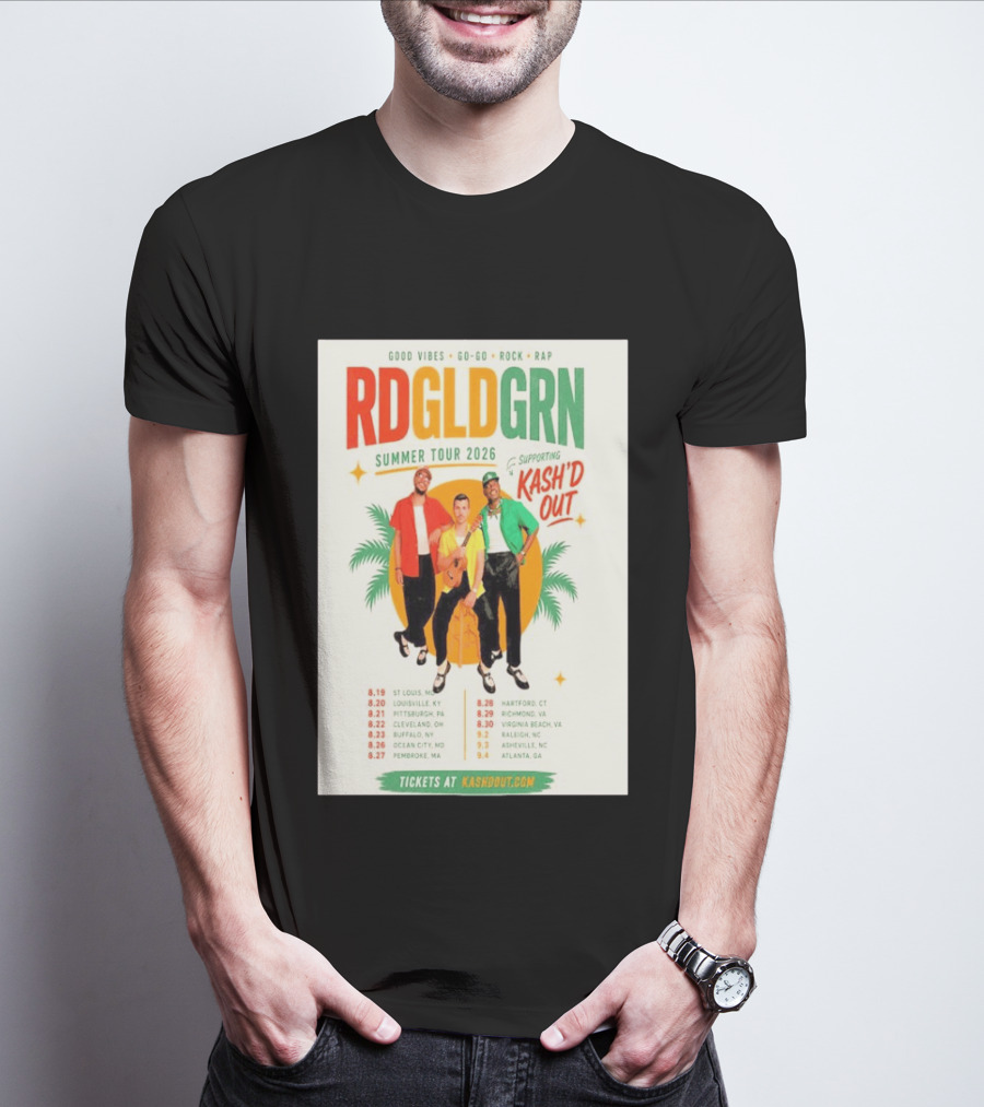 RDGLDGRN Summer Tour 2026 Good Vibes Go Go Rock Rap Supporting Kash'd Out T-Shirt