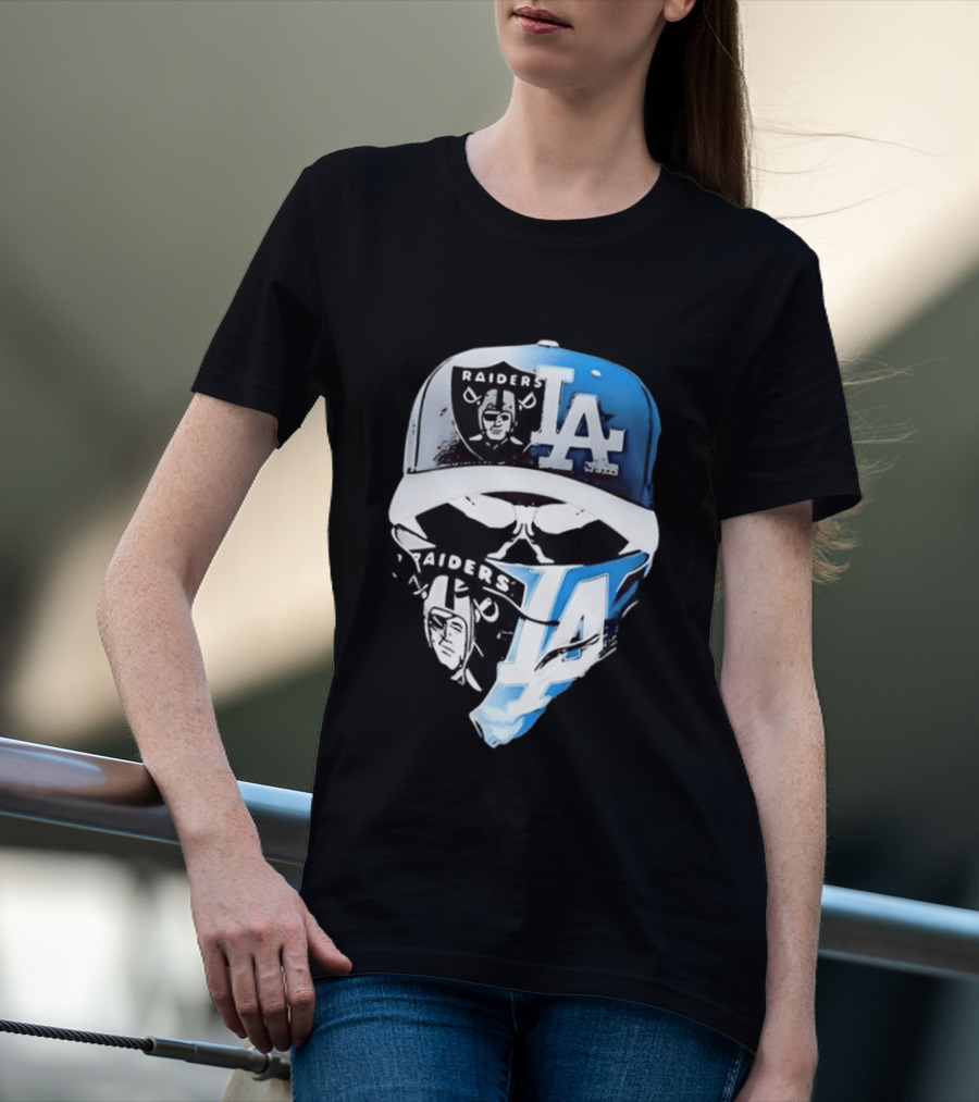 Las Vegas Raiders Los Angeles Dodgers Split Raiders LA T-Shirt