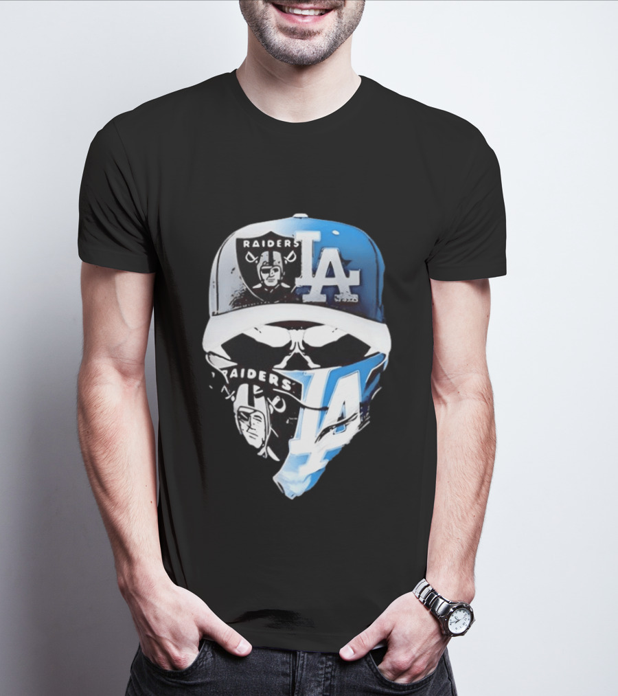 Las Vegas Raiders Los Angeles Dodgers Split Raiders LA T-Shirt