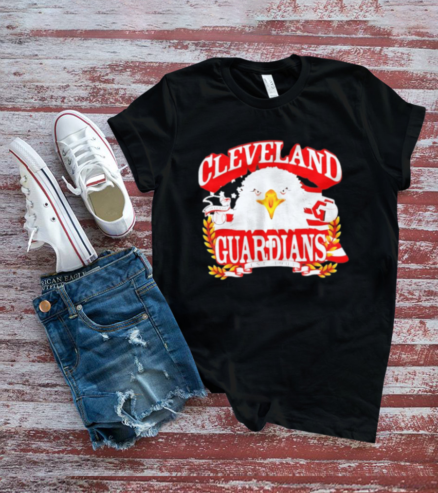 Cleveland Guardians Bald Eagle American Flag Baseball Est 1901 T-Shirt