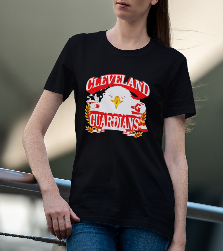 Cleveland Guardians Bald Eagle American Flag Baseball Est 1901 T-Shirt