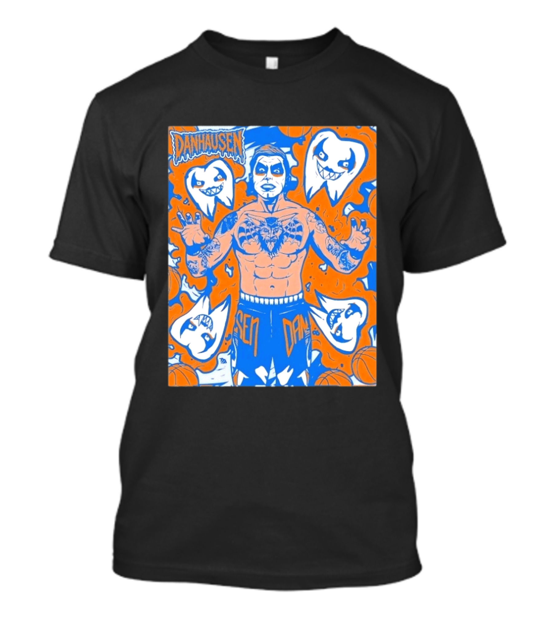 New York Knicks Danhausen Collaboration Uncursed Cartoon T-Shirt