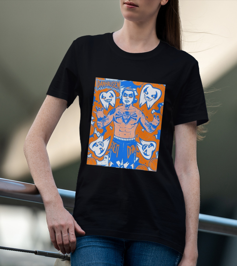 New York Knicks Danhausen Collaboration Uncursed Cartoon T-Shirt