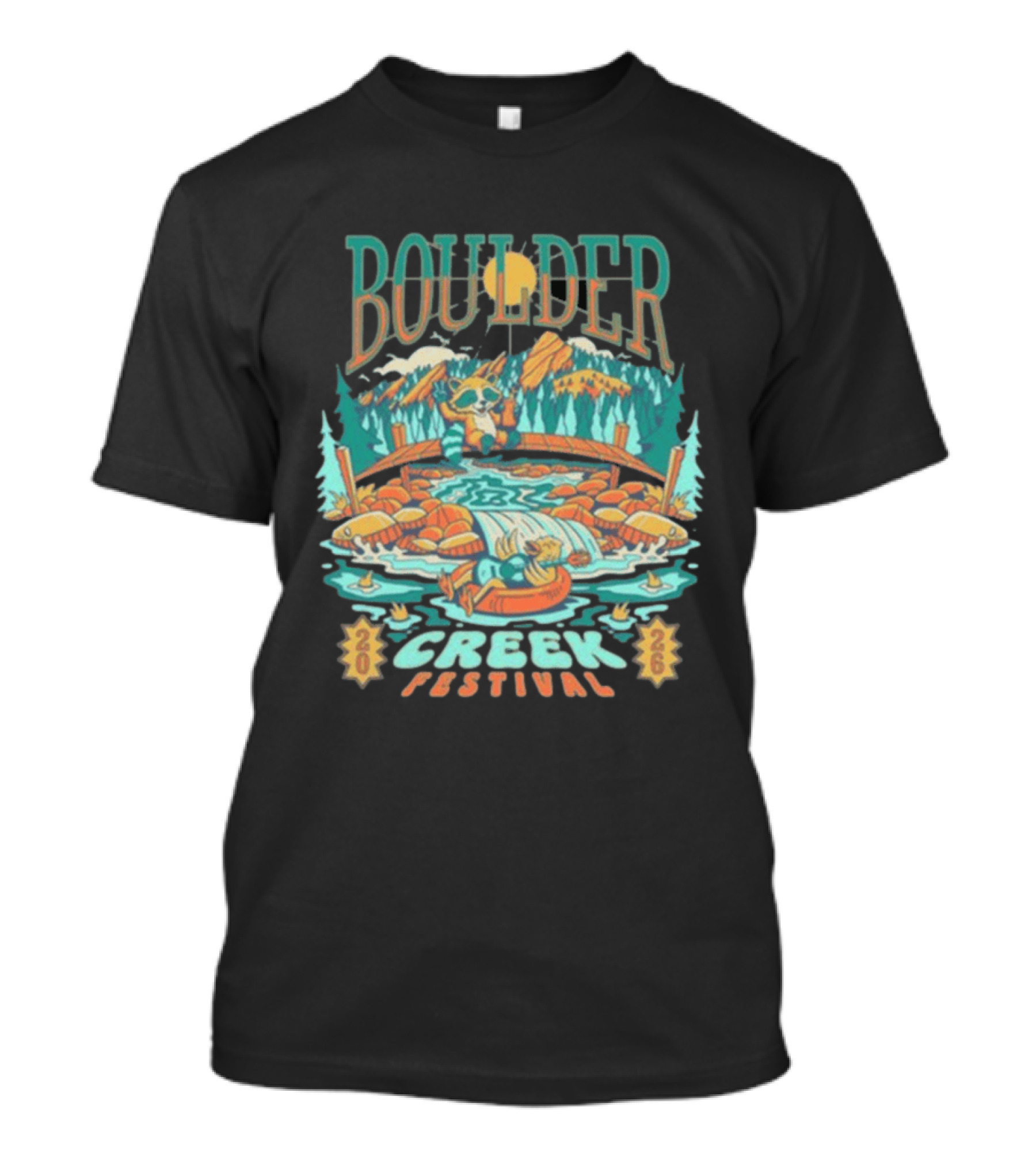 Boulder Creek Festival 2026 Mountain Adventure With Bear And Canoe T-Shirt