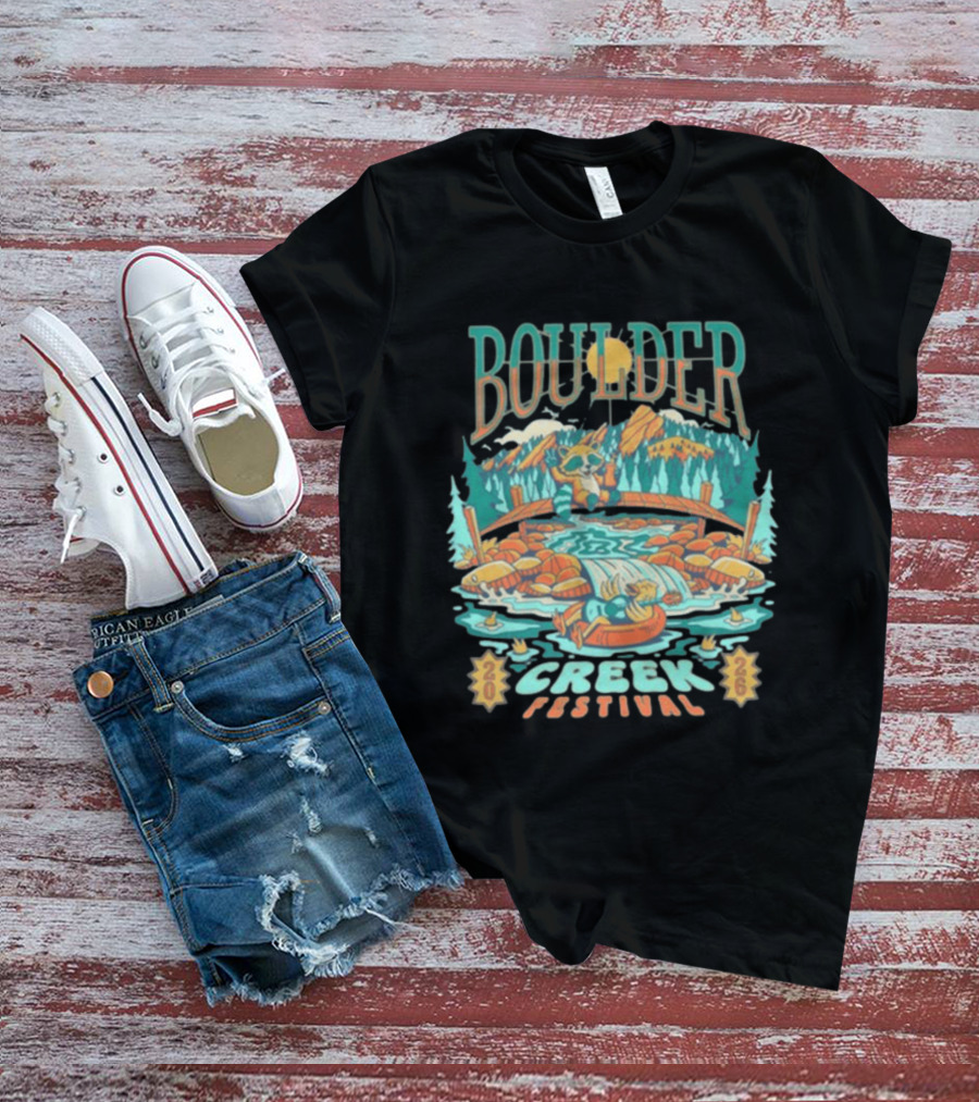 Boulder Creek Festival 2026 Mountain Adventure With Bear And Canoe T-Shirt