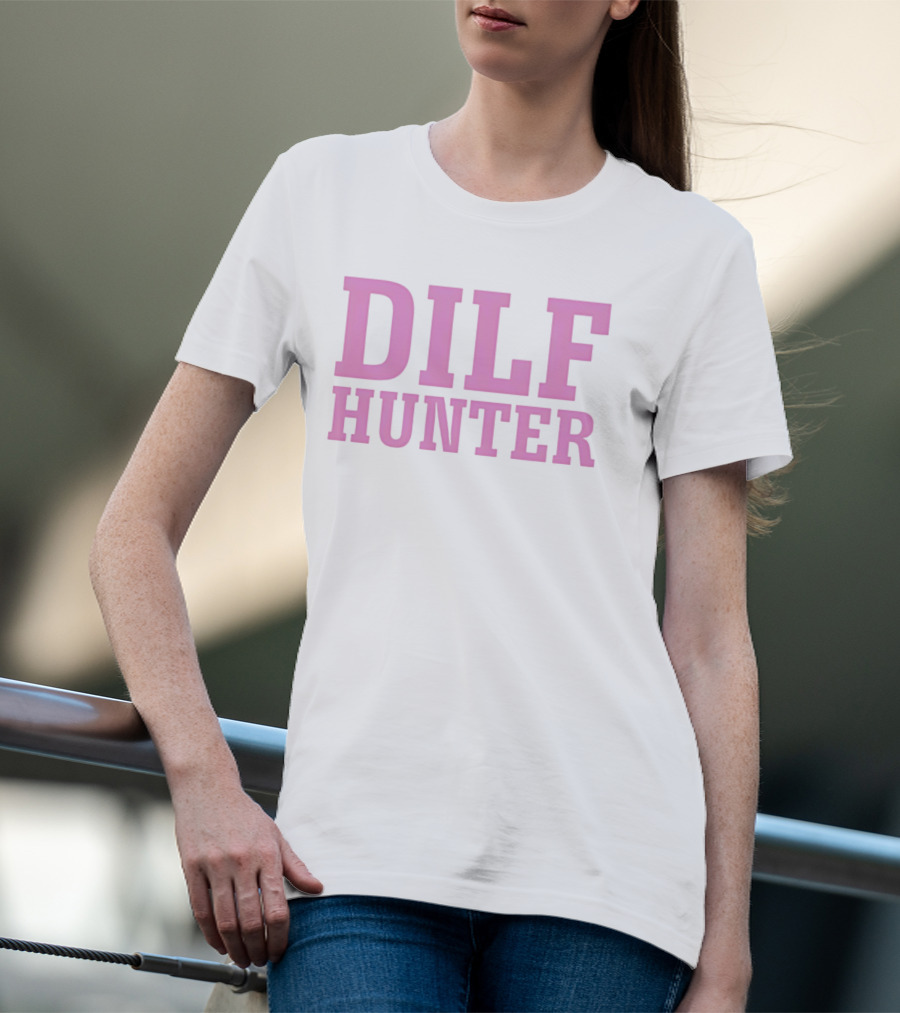 DILF Hunter Pink Bold Retro Fun T-Shirt