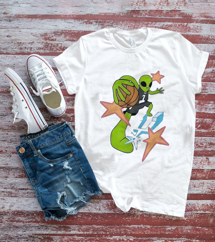 San Antonio Spurs Alien Basketball Dunking Stars T-Shirt