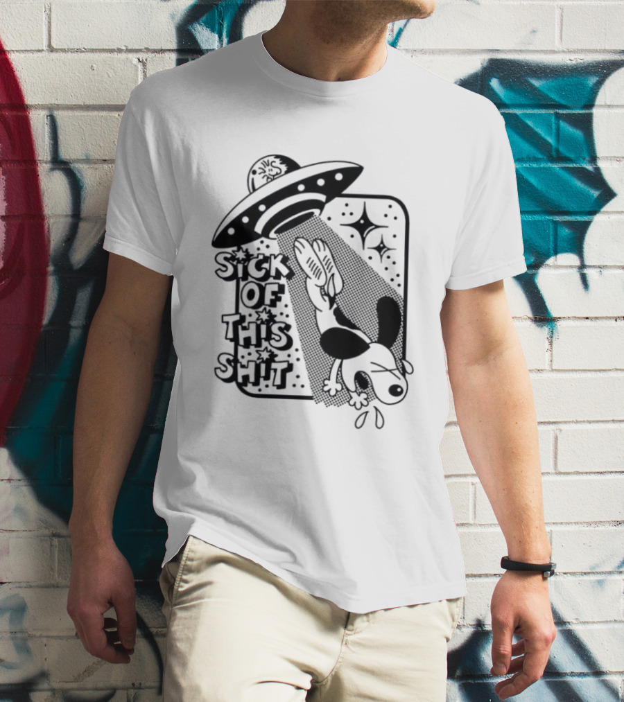 Snoopy Gets Abducted Sick Of This Shit UFO T-Shirt