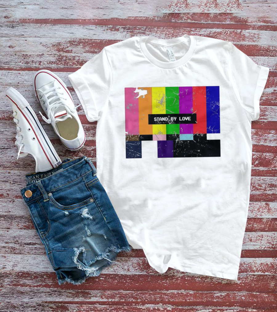 Stand By Love Retro TV Rainbow Pride Multicolor Lines T-Shirt