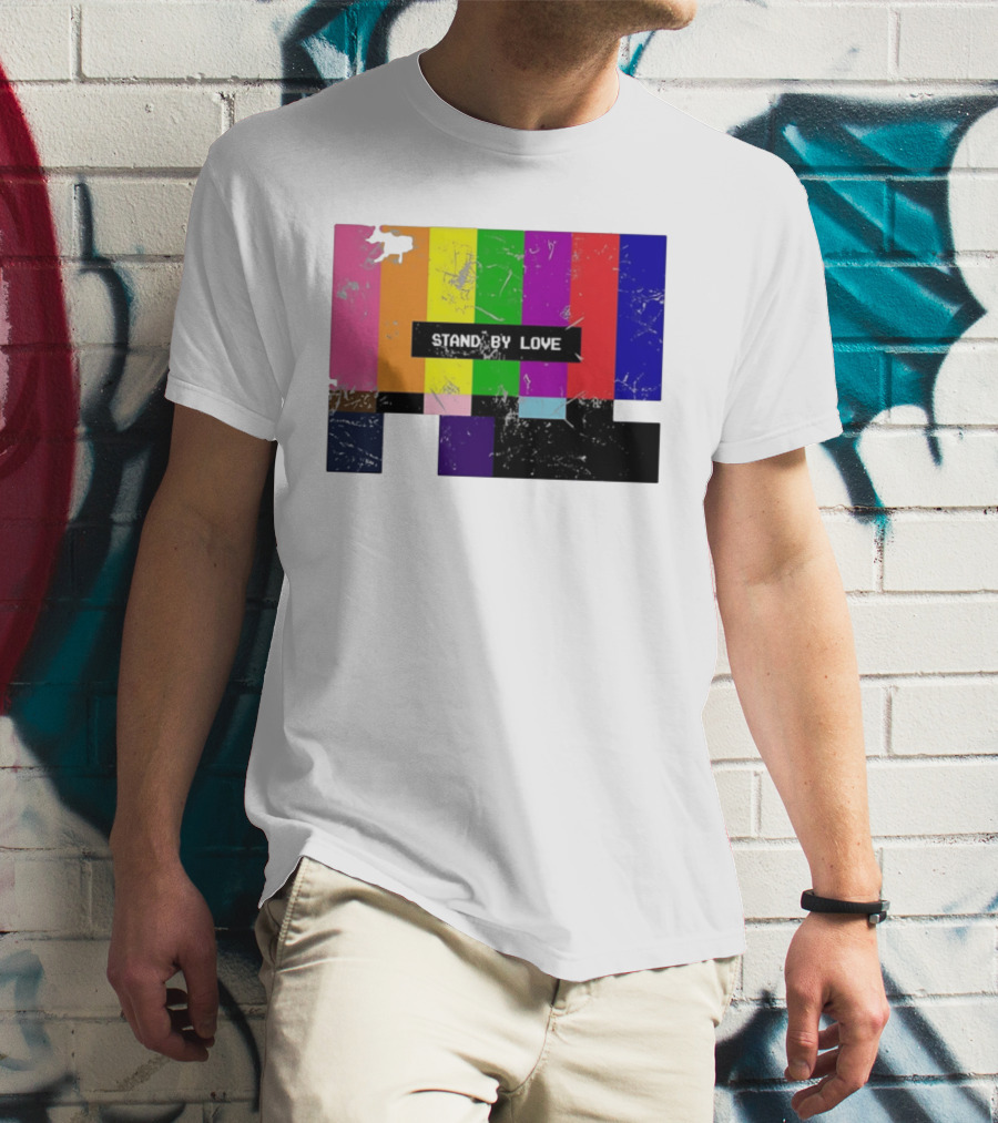 Stand By Love Retro TV Rainbow Pride Multicolor Lines T-Shirt