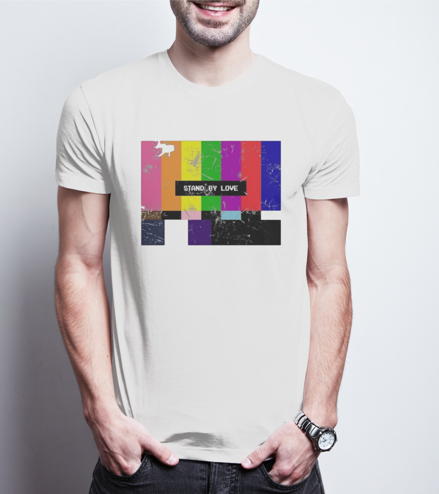 Stand By Love Retro TV Rainbow Pride Multicolor Lines T-Shirt