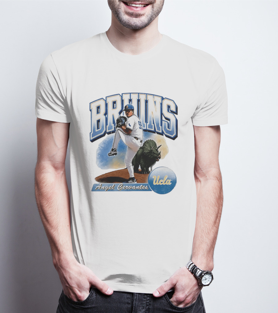 UCLA Bruins Angel Cervantes Baseball Player With Dinosaur T-Shirt