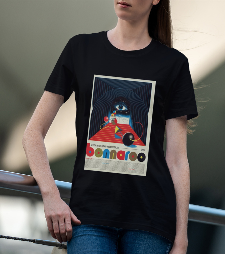 Bonnaroo Music & Arts Festival 2026 Manchester TN June 11 14 Retro Eye T-Shirt