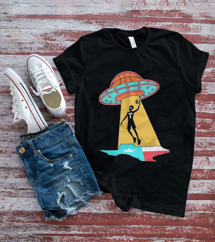 San Antonio Wemby The Alien Spurs Star UFO Basketball Texas T-Shirt