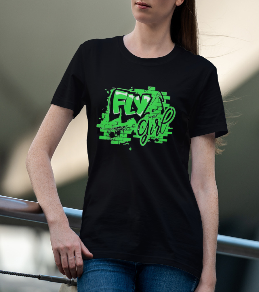 Fly Girl Graffiti Street Brick Wall T-Shirt