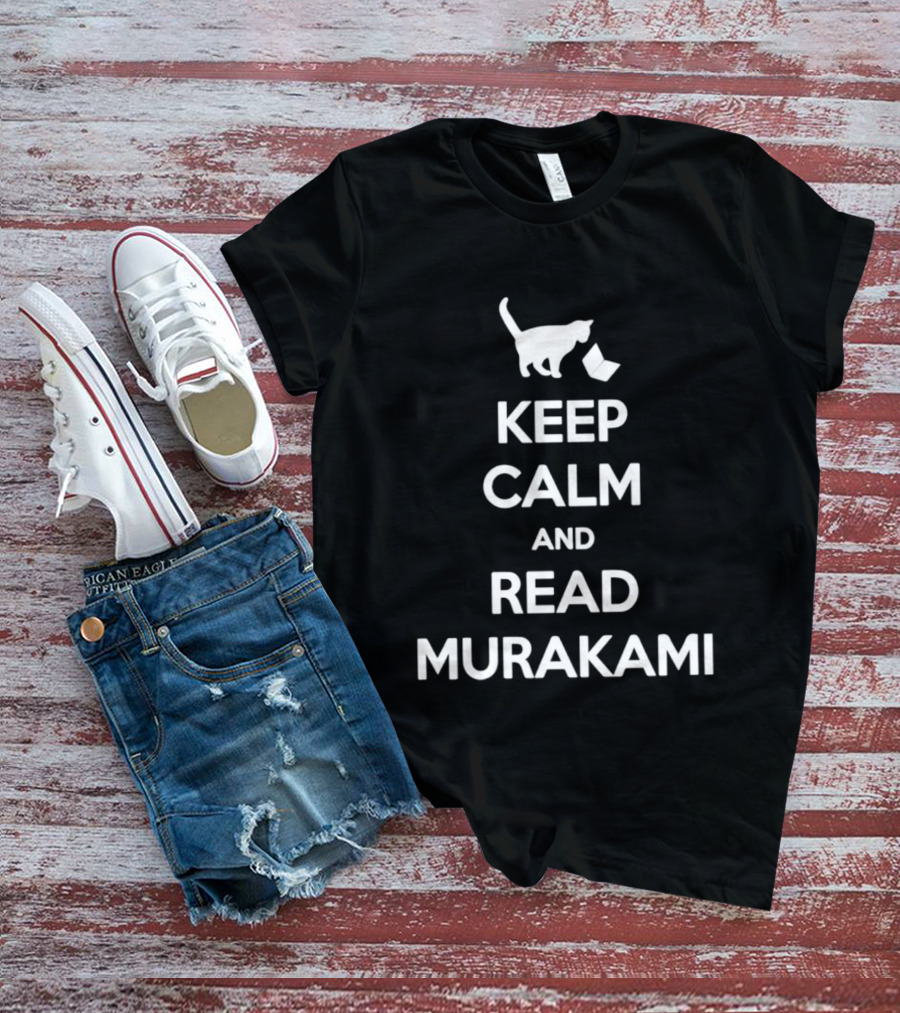 Keep Calm And Read Murakami Cat With Book T-Shirt