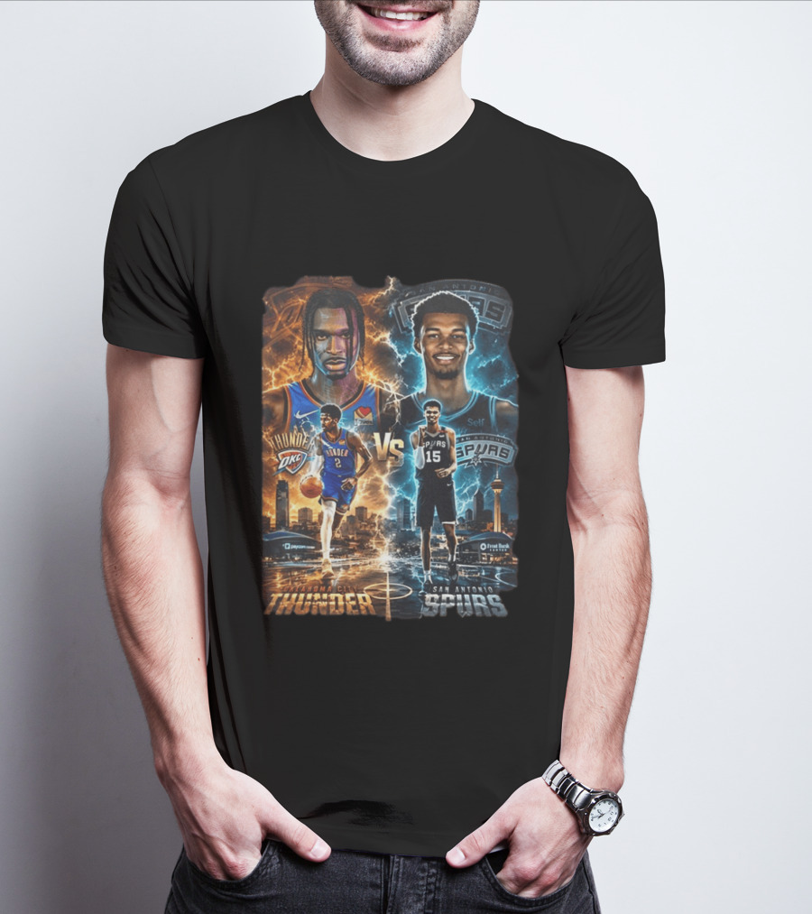 Shai Gilgeous Alexander Oklahoma City Thunder Vs Victor Wembanyama San Antonio Spurs NBA Showdown T-Shirt