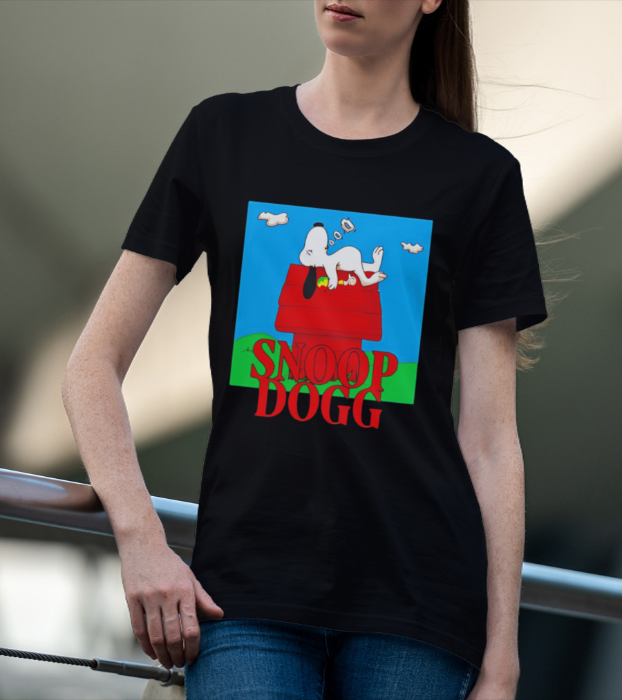 Snoop Dogg Snoopy Parody Relaxing On Doghouse T-Shirt