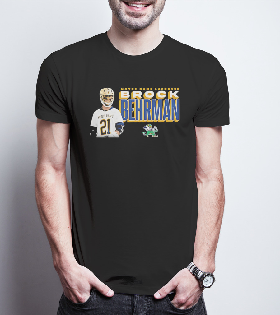 Notre Dame Lacrosse Brock Behrman 21 Fighting Irish T-Shirt