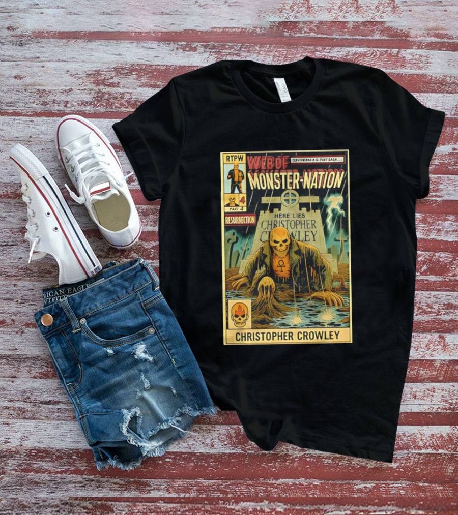 Resurrection Web Of Monster Nation Christopher Crowley Comic Part 4 Skeleton Tombstone T-Shirt