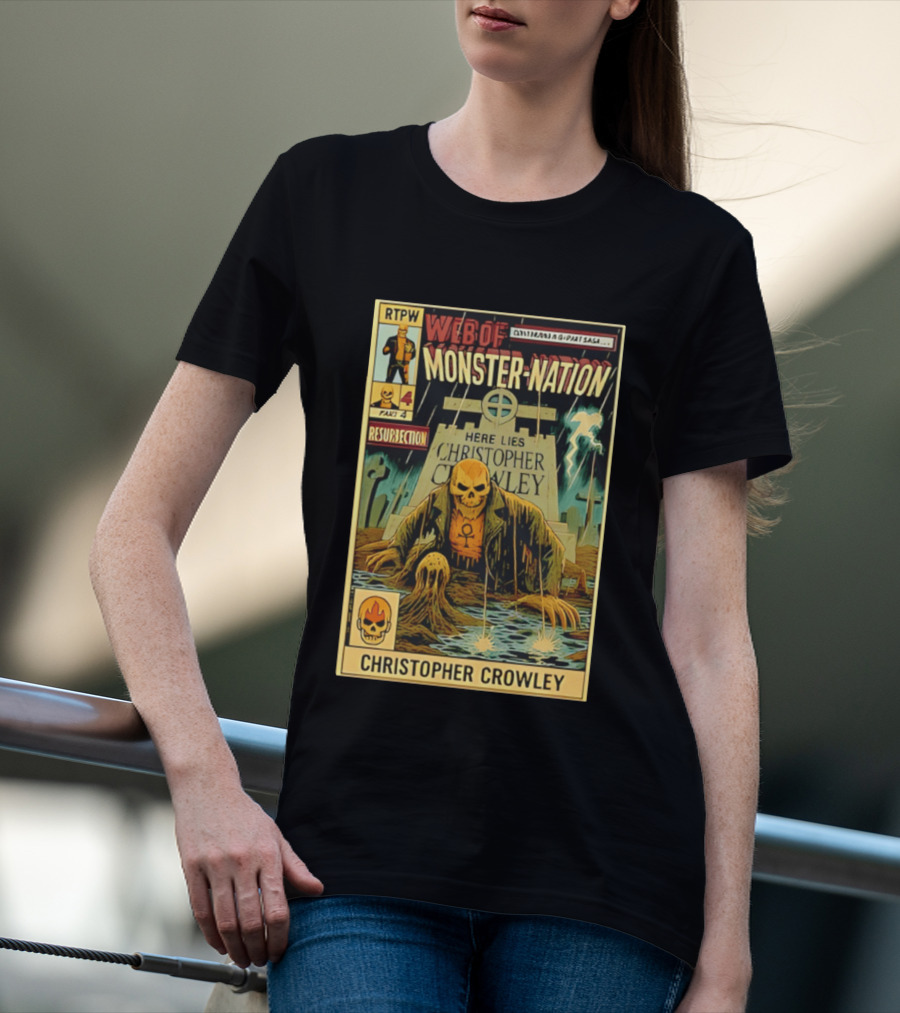 Resurrection Web Of Monster Nation Christopher Crowley Comic Part 4 Skeleton Tombstone T-Shirt