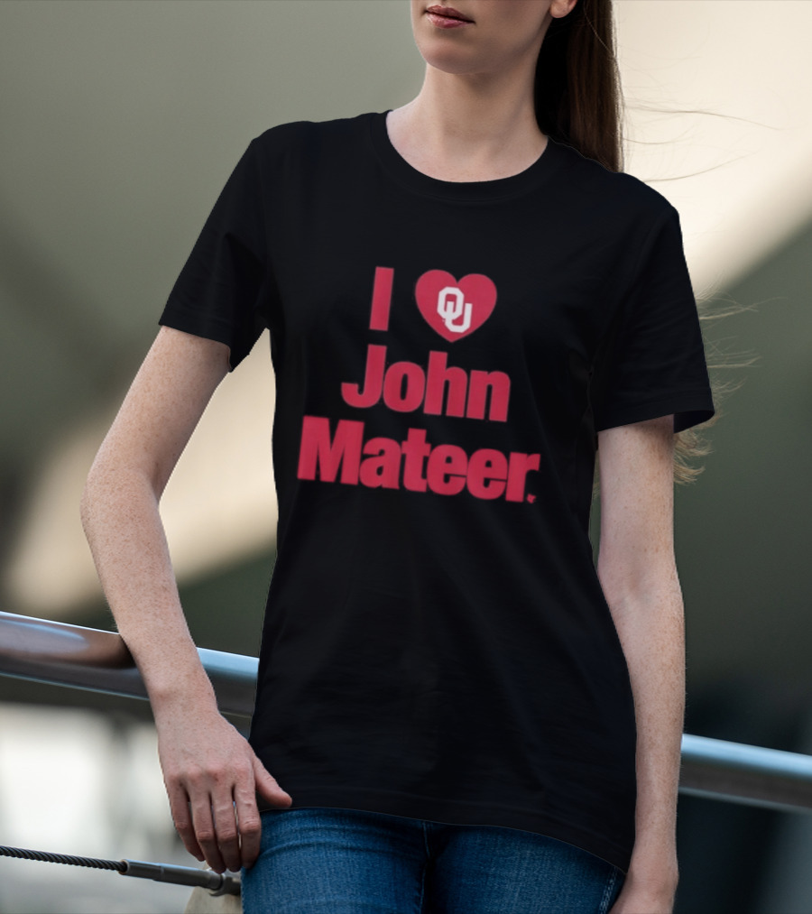 Oklahoma Football I Heart OU John Mateer T-Shirt