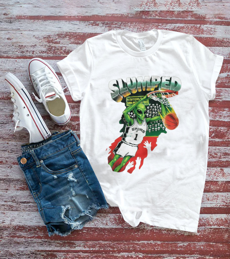 Slumped Alien Basketball Dunk Spurs Number 1 Visitors San Antonio 100 T-Shirt