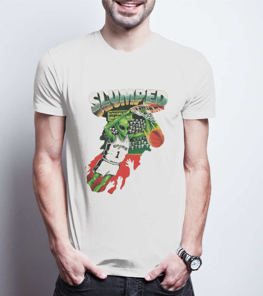 Slumped Alien Basketball Dunk Spurs Number 1 Visitors San Antonio 100 T-Shirt