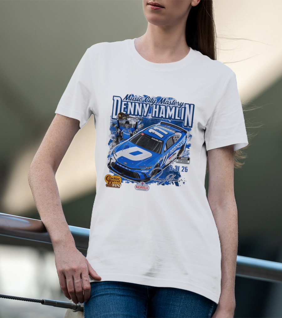 Music City Mastery Denny Hamlin Cracker Barrel 400 Nashville Superspeedway 2026 NASCAR Cup Series T-Shirt