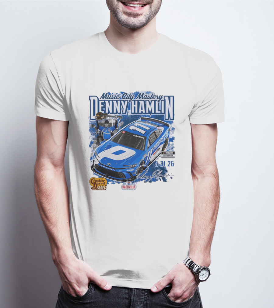Music City Mastery Denny Hamlin Cracker Barrel 400 Nashville Superspeedway 2026 NASCAR Cup Series T-Shirt