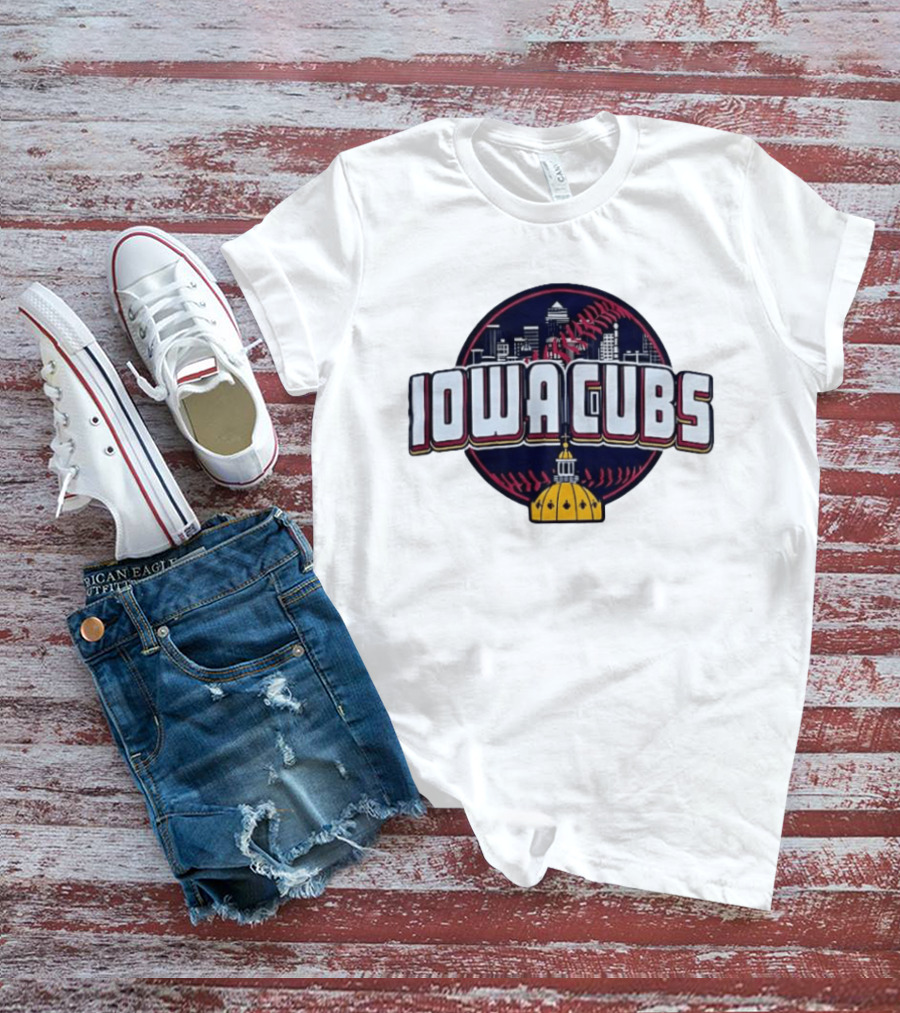 Iowa Cubs Des Moines Skyline Baseball Iowa State Capitol T-Shirt