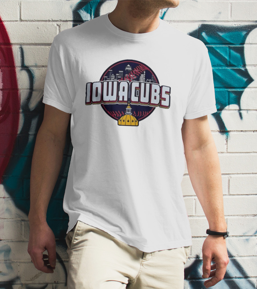 Iowa Cubs Des Moines Skyline Baseball Iowa State Capitol T-Shirt