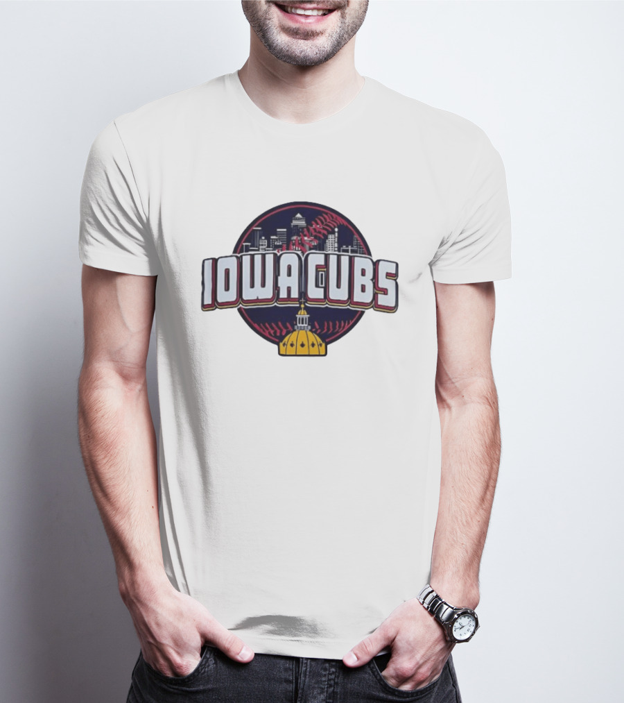 Iowa Cubs Des Moines Skyline Baseball Iowa State Capitol T-Shirt