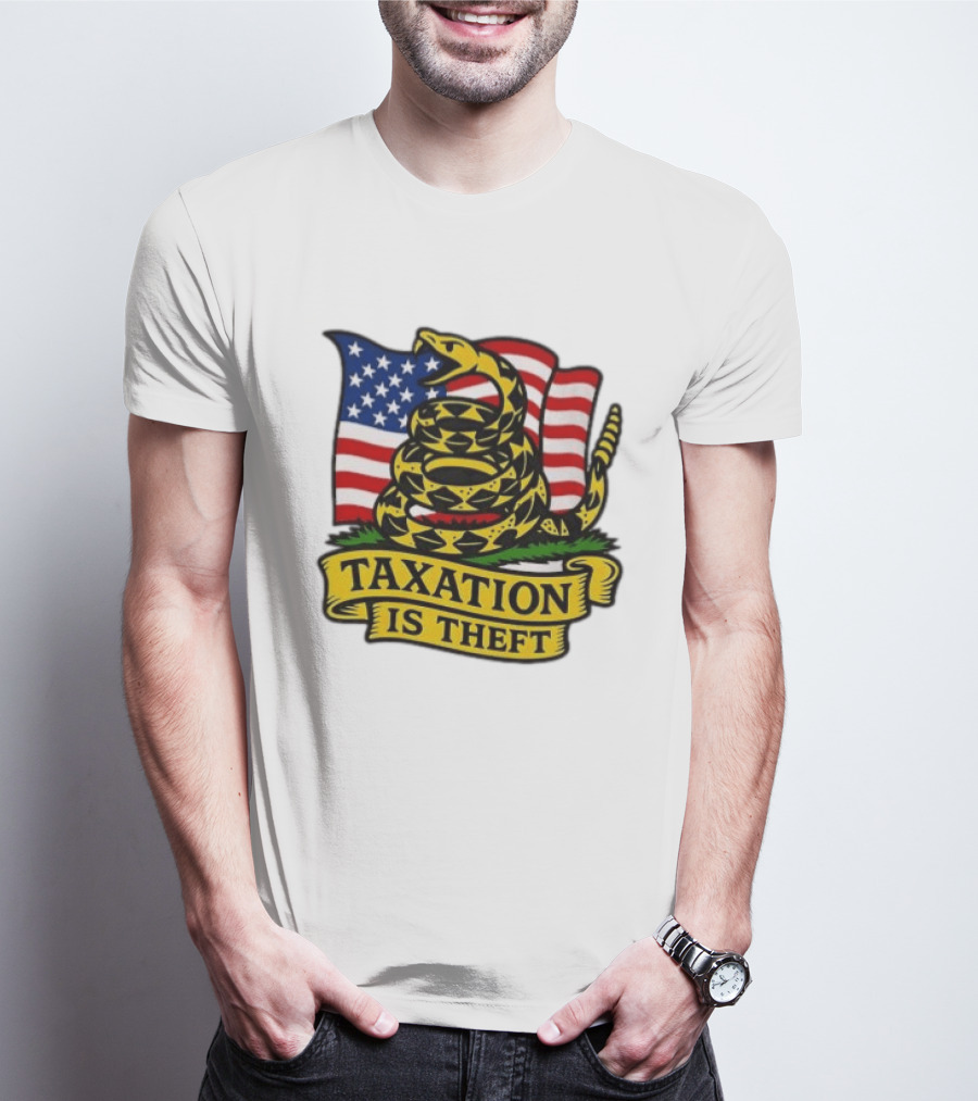 Taxation Is Theft Gadsden Flag American Flag Snake T-Shirt